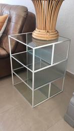 Design bijzettafel glas metaal, Huis en Inrichting, Woonaccessoires | Zuilen en Pilaren, Ophalen, Zo goed als nieuw