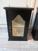 Houten wandkastjes met glas, vintage kast, hangkast, Huis en Inrichting, Kasten | Dressoirs, Ophalen, 25 tot 50 cm, Glas, Minder dan 50 cm