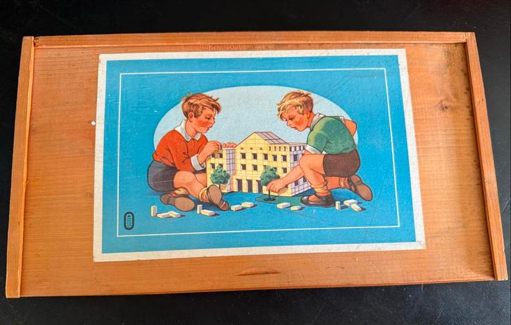 Vintage Houten Blokken Set - Jaren 50, Kinderen en Baby's, Speelgoed | Bouwstenen, Gebruikt, Overige merken, Ophalen of Verzenden