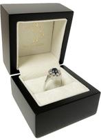 Witgouden Rozet Ring Saffier / Briljant Geslepen Diamant, Onbekend, Ophalen of Verzenden, Zo goed als nieuw, 17 tot 18
