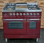 Luxe Fornuis Boretti 90cm bordeaux rood + rvs GASOVEN, Niet ingevuld, 60 cm of meer, Niet ingevuld, Ophalen of Verzenden