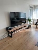 Boomstam TV Meubel l hout l staal l 180x40x45, Minder dan 100 cm, 25 tot 50 cm, Eikenhout, Zo goed als nieuw