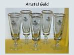 5 stuks Amstel Gold glazen op voet ( zeer oud ), Glas of Glazen, Amstel, Zo goed als nieuw, Ophalen