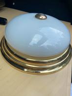 Vintage Plafondlamp Goud/Wit, Ophalen, Gebruikt, Glas