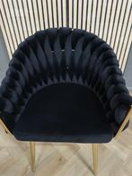 Wave Eetkamerstoel – Zwart – Velvet – Gouden Poten €100p/st.