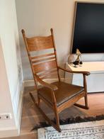 Massief eikenhouten schommelstoel met leren bekleding, Ophalen