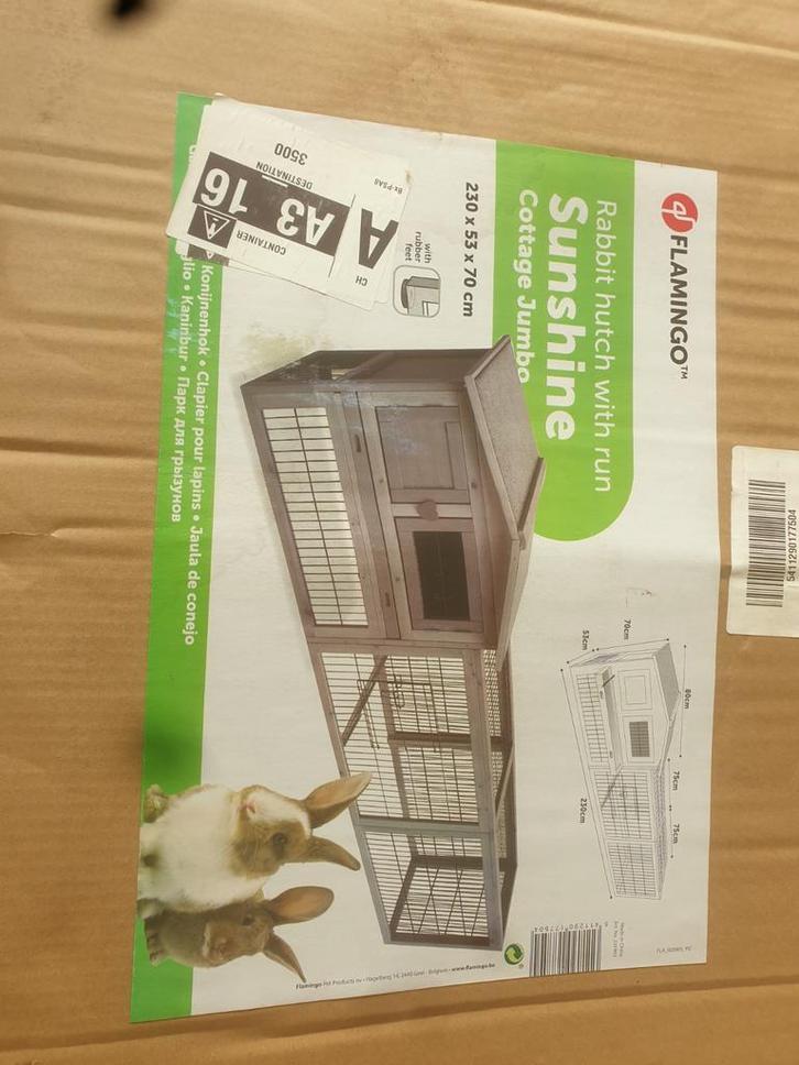 Flamingo sunshine konijnenhok, Dieren en Toebehoren, Knaagdieren en Konijnen | Hokken en Kooien, Nieuw, Hok, 60 tot 90 cm, 110 cm of meer