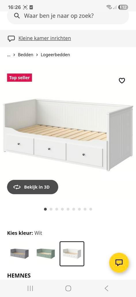 Witte Hemnes Bedbank met 3 lades, Huis en Inrichting, Slaapkamer | Bedden, Zo goed als nieuw, Eenpersoons, 80 cm, 200 cm, Hout