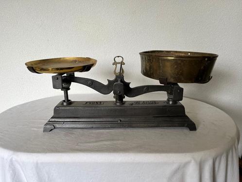 Oude Antieke Force 10 Kg Weegschaal Balans IJzeren Koperen, Antiek en Kunst, Antiek | Gereedschap en Instrumenten, Ophalen of Verzenden