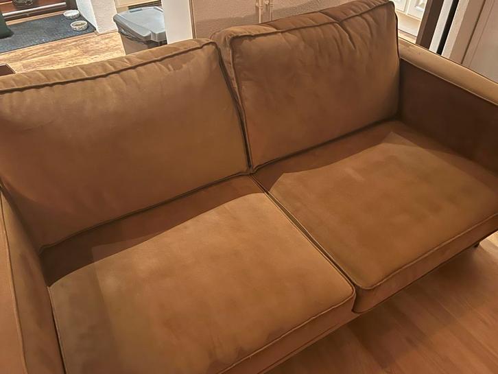 Mooie Tweepersoonsbank cognac, Huis en Inrichting, Banken | Bankstellen, Zo goed als nieuw, Rechte bank, Tweepersoons, 150 tot 200 cm