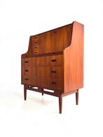 Vintage teakhouten Deense secretaire, jaren ‘60, Huis en Inrichting, Ophalen of Verzenden, Zo goed als nieuw, Vintage retro buisfrmame design rotan webbing deens