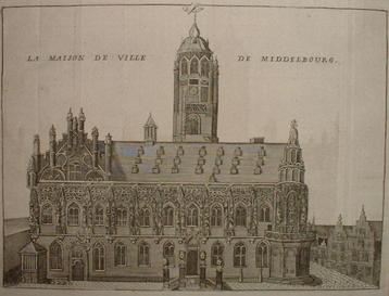 Gravure Stadhuis van Middelburg Jacobus Harrewijn 1720  beschikbaar voor biedingen