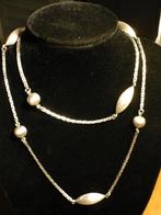 Elegante sterling zilveren ketting met ronde ovale kralen, Ophalen of Verzenden, Zilver