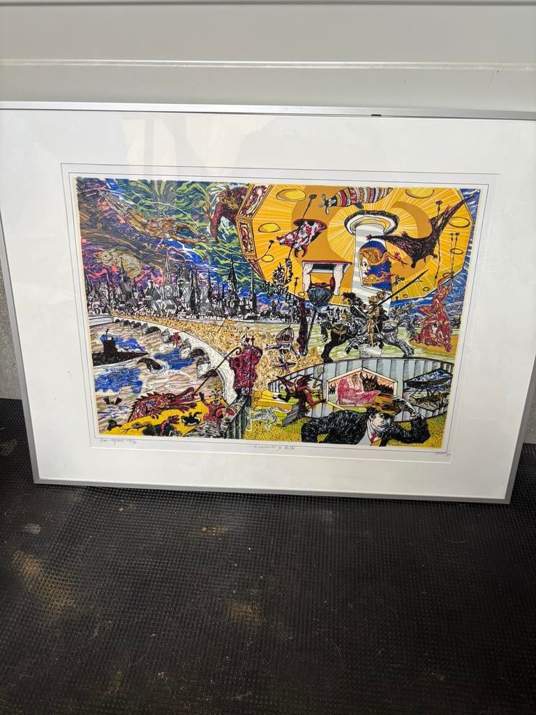 Gesigneerde Kunstprint Maastricht op Stelten(1991)Ingelijst, Ophalen of Verzenden