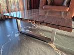 *Teakhouten salontafel van Goossens* Bieden maar!, Huis en Inrichting, Tafels | Salontafels, Ophalen, Gebruikt, Glas, Minder dan 50 cm