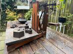 Antieke Weegschaal met Gewichten, Ophalen of Verzenden