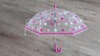 Kinder paraplu, transparant met roze en witte stippen., Transparant, Ophalen of Verzenden, Roze, Zo goed als nieuw