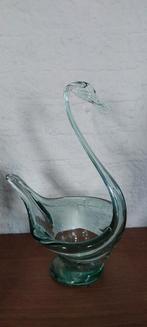Handgeblazen Groene Zwaan - Decoratief Glasobject, Schaal, Ophalen of Verzenden, Overige vormen, Glas
