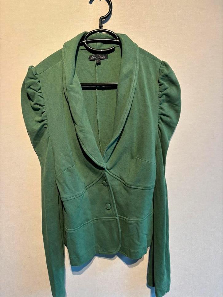 King Louie sweat jasje  mt L, Kleding | Dames, Tops, Gedragen, Maat 42/44 (L), Groen, Lange mouw, Ophalen of Verzenden