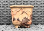 Bonsai Cascade pot gedecoreerd gemerkt aardewerk 9x9x7,7, Vierkant, Nieuw, Ophalen of Verzenden, Aardewerk