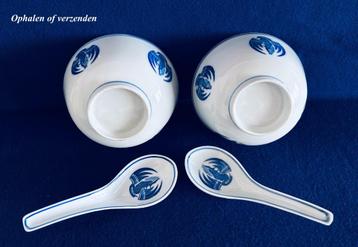 Verzenden kan Rijstkom + Lepel 2 sets Phoenix Feniks China beschikbaar voor biedingen