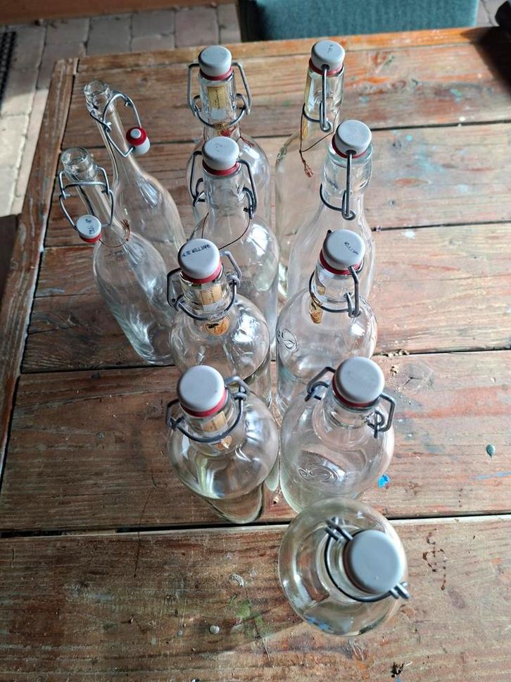 Lege Beugelflessen - Set van 10, Huis en Inrichting, Woonaccessoires | Vazen, Gebruikt, Wit, Minder dan 50 cm, Glas, Ophalen of Verzenden