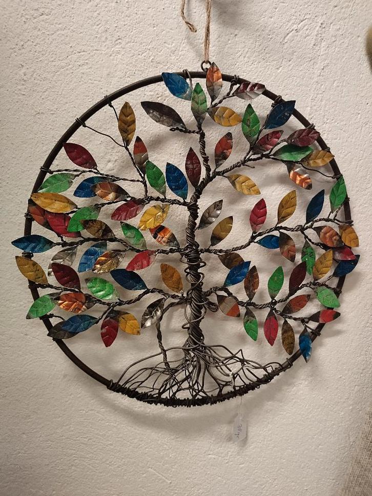 Wandornament levensboom van gerecycled blik, Huis en Inrichting, Woonaccessoires | Wanddecoraties, Nieuw, Ophalen of Verzenden