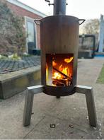 Stoere RVS design terraskachel / buitenkachel, Ophalen, Zo goed als nieuw