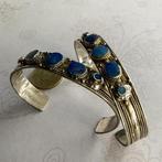 Hippe bangle armband ingegegd edelsteen Lapis Lazuli, Blauw, Nieuw, Ophalen of Verzenden, Met edelsteen