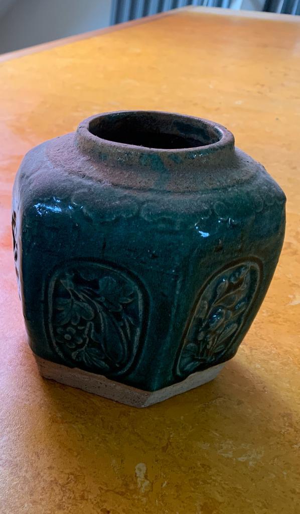 Antieke Chinese Gemberpot Groen Aardewerk, Antiek en Kunst, Antiek | Keramiek en Aardewerk, Ophalen of Verzenden