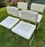 4 witte buisframestoelen, Huis en Inrichting, Stoelen, Gebruikt, Verzenden, Wit, Leer