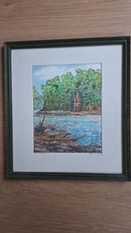 Zeefdruk/kleurpotlood "rivier" van Anton Verhoeven, Ophalen