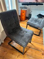 2 Grijze Eetkamerstoelen met Metalen Onderstel, Ophalen