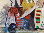 Picasso in olieverf 75 x 105 cm met lijst Hand geschilderd, Ophalen of Verzenden
