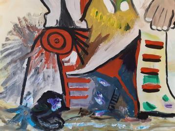 Picasso in olieverf 75 x 105 cm met lijst Hand geschilderd  beschikbaar voor biedingen