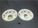 2 Vintage Retro Fondue plates Hand Painted French images 15, Ophalen of Verzenden
