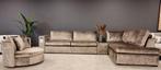Direct ophalen| Taupe croco hoekbank | tafel  | Utrecht, Ophalen, Croco, Erik kuster, Velvet, modern, lounge, Hoekbank, 150 cm of meer