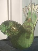 Set vogels van kristal groen met goud, Huis en Inrichting, Woonaccessoires | Vazen, Ophalen, Minder dan 50 cm, Groen, Glas