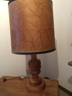Vintage Eiken Tafellamp met Varkensblaas Lampenkap, Ophalen of Verzenden, Gebruikt, Hout, Minder dan 50 cm