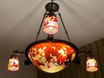 Emile Gallé Cameo glazen kroonluchter, Frankrijk, Huis en Inrichting, Lampen | Hanglampen, Gebruikt, Glas, 75 cm of meer, Ophalen