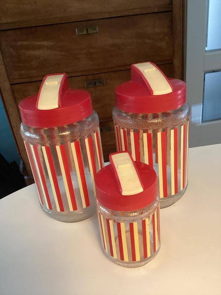 Vintage voorraadpotten set, Verzamelen, Retro, Huis en Inrichting, Ophalen of Verzenden