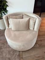 Beige Velvet Loveseat - Zo Goed Als Nieuw, Huis en Inrichting, Fauteuils, Ophalen, Zo goed als nieuw, Stof, 75 tot 100 cm