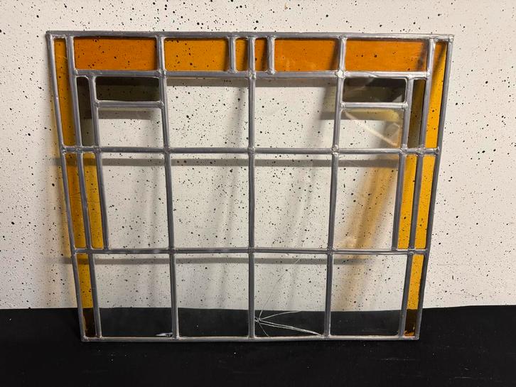 Antiek Art Deco Glas in Lood Raam, Antiek en Kunst, Antiek | Glas en Kristal, Ophalen of Verzenden