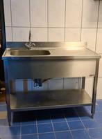 RVS Spoeltafel met Spoelbak - 120x92x30 cm, Ophalen, Gebruikt, RVS Meubilair