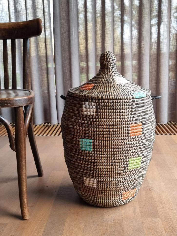 Afrikaanse zeegras opbergmand  zwart handgemaakt Senegal, Huis en Inrichting, Woonaccessoires | Schalen en Manden, Nieuw, Mand