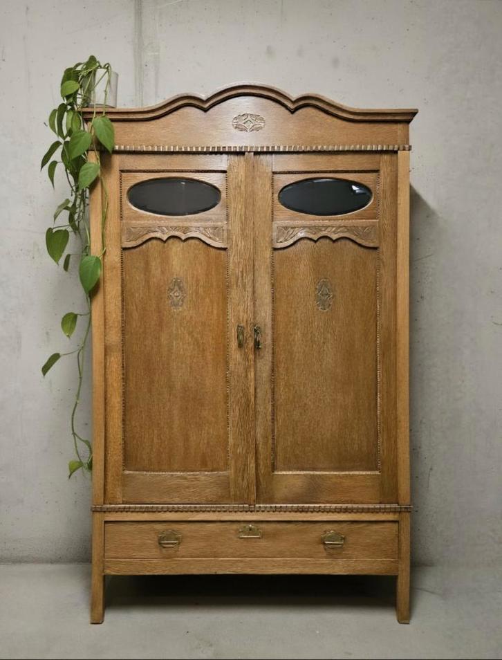 Antieke brocante Art Deco meidenkast vintage linnenkast kast, Antiek en Kunst, Curiosa en Brocante, Ophalen of Verzenden