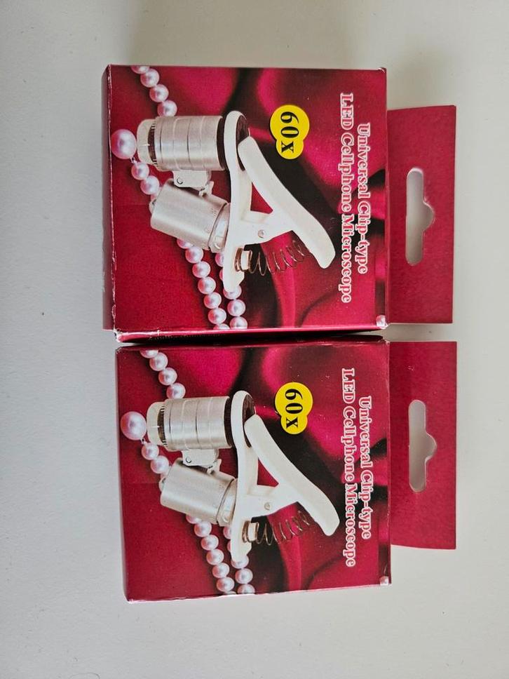 Microscoop voor Mobiele Telefoon (2 stuks) - 60x Vergroting, Audio, Tv en Foto, Optische apparatuur | Microscopen, Nieuw, Onderdelen of Toebehoren