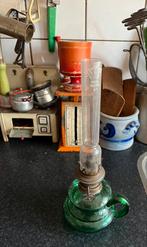 Antiek Olielamp met Groen Glas, Antiek en Kunst, Ophalen of Verzenden