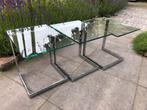 3 vintage bijzettafels salontafels Gebra design glas metaal, Huis en Inrichting, Tafels | Salontafels, Ophalen, Minder dan 50 cm