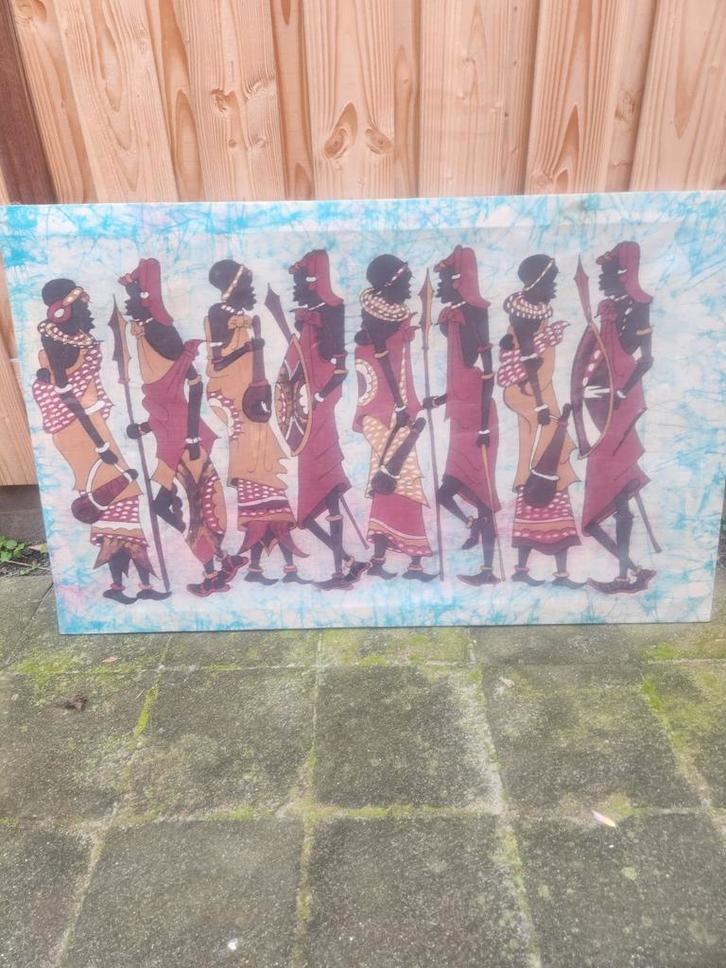 Afrikaans Schilderij op Doek - Uniek Kunstwerk, Antiek en Kunst, Kunst | Niet-Westerse kunst, Ophalen